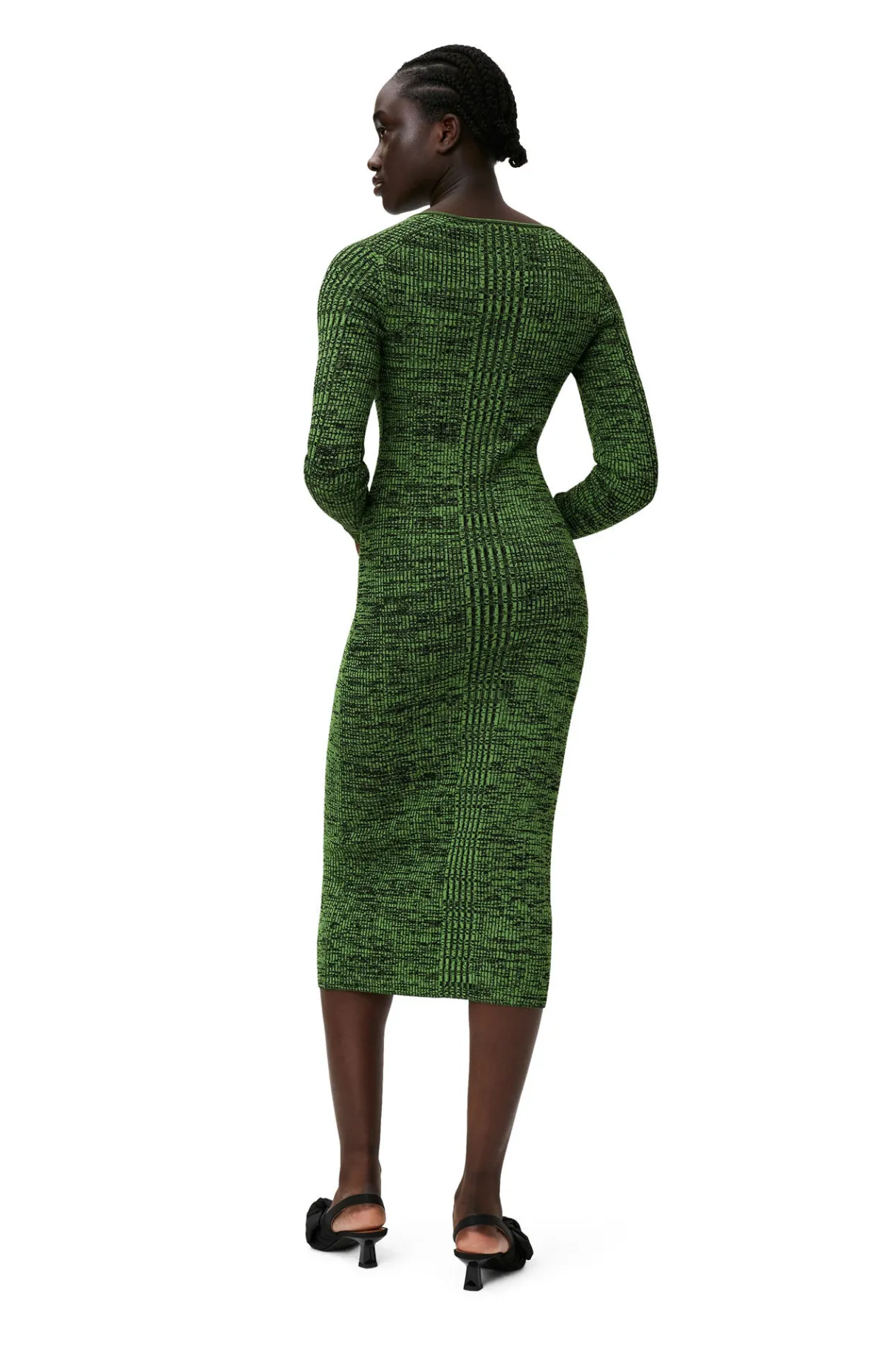 Store GANNI Green Melange Knit Dress Kelly Green