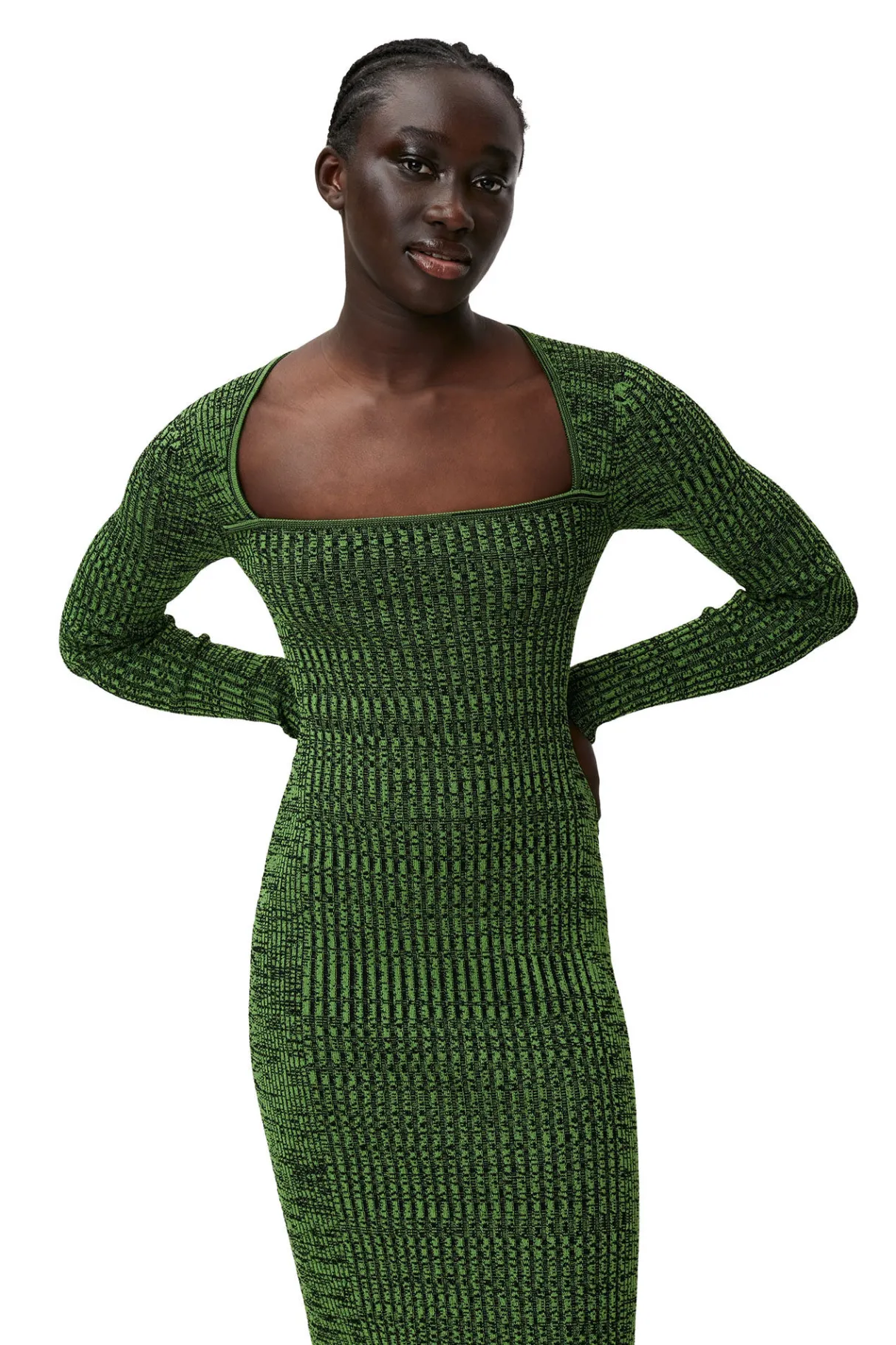 Store GANNI Green Melange Knit Dress Kelly Green
