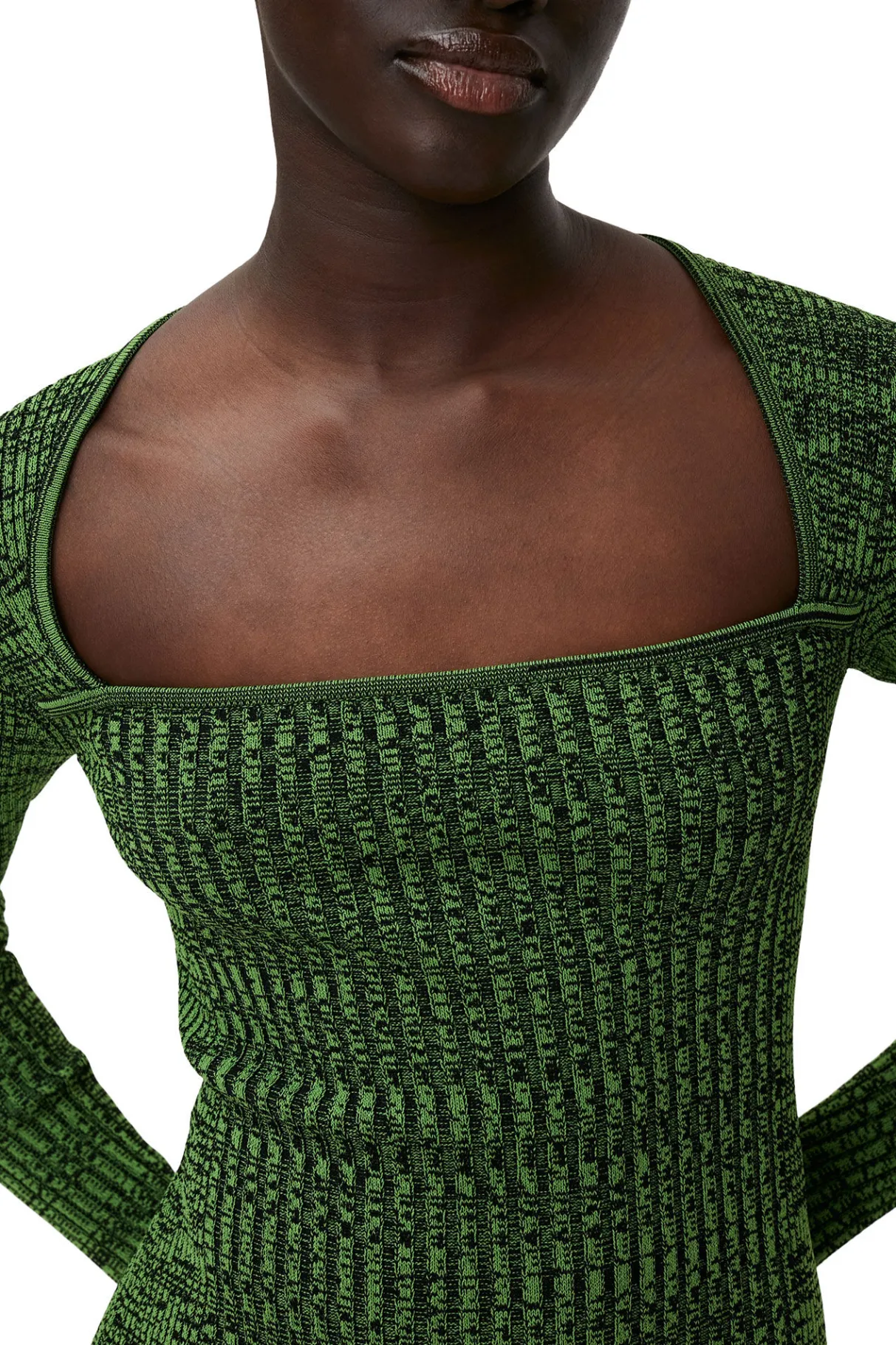 Store GANNI Green Melange Knit Dress Kelly Green