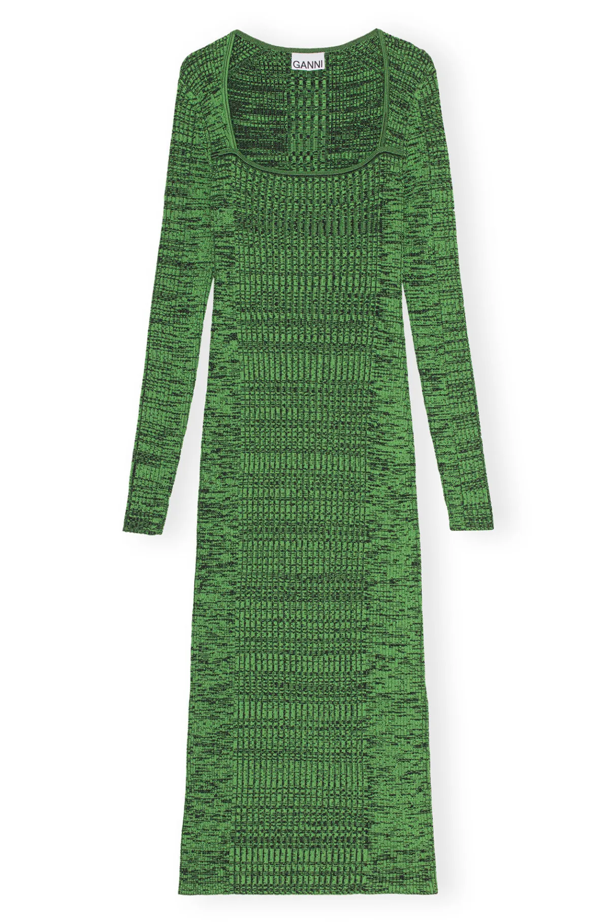 Store GANNI Green Melange Knit Dress Kelly Green