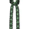 Clearance GANNI Green Seersucker Check Frill Bow Scrunchie Peapod