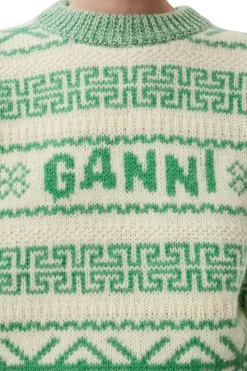 Store GANNI Green Wool Pullover Egret