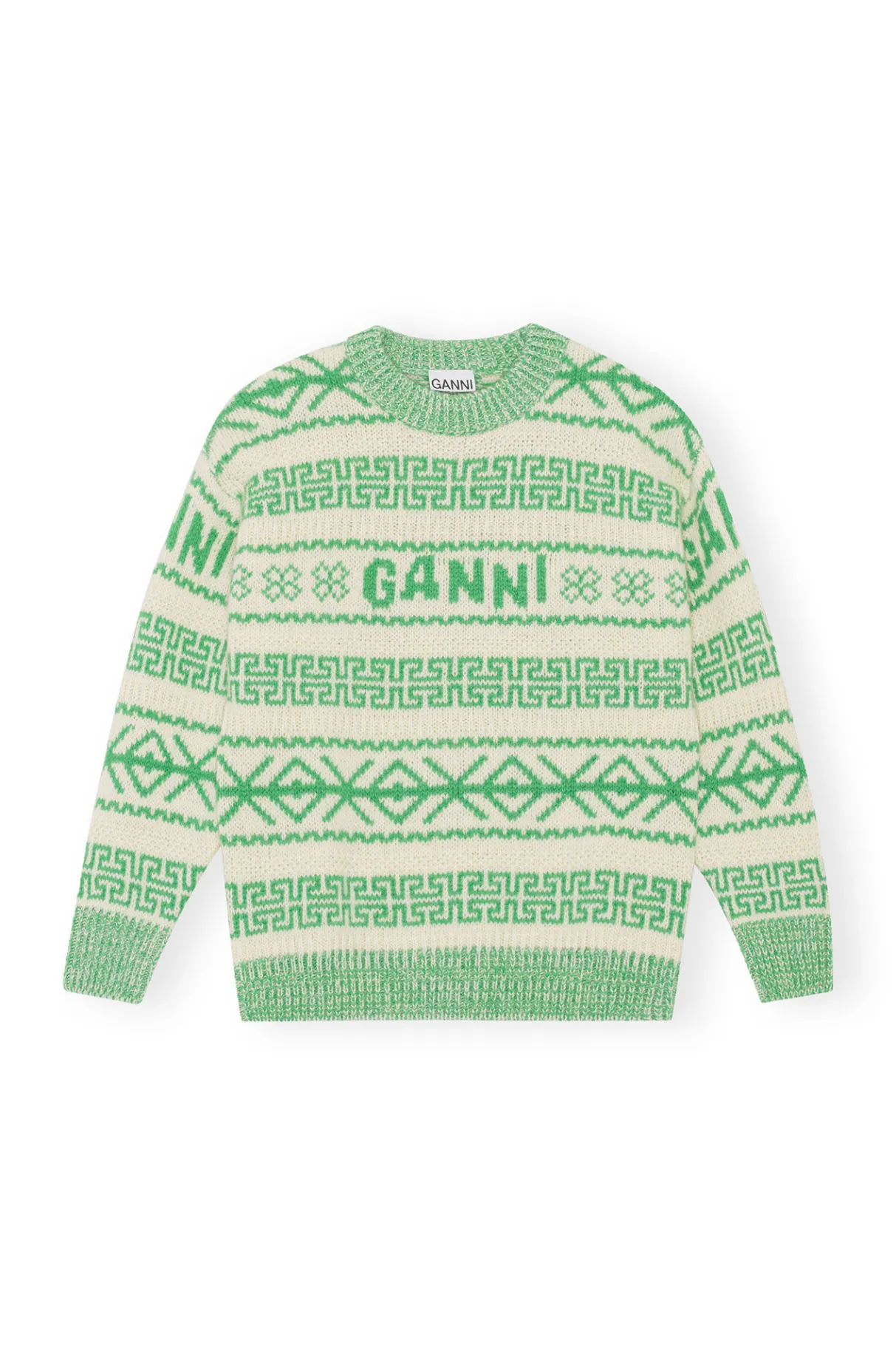 Store GANNI Green Wool Pullover Egret