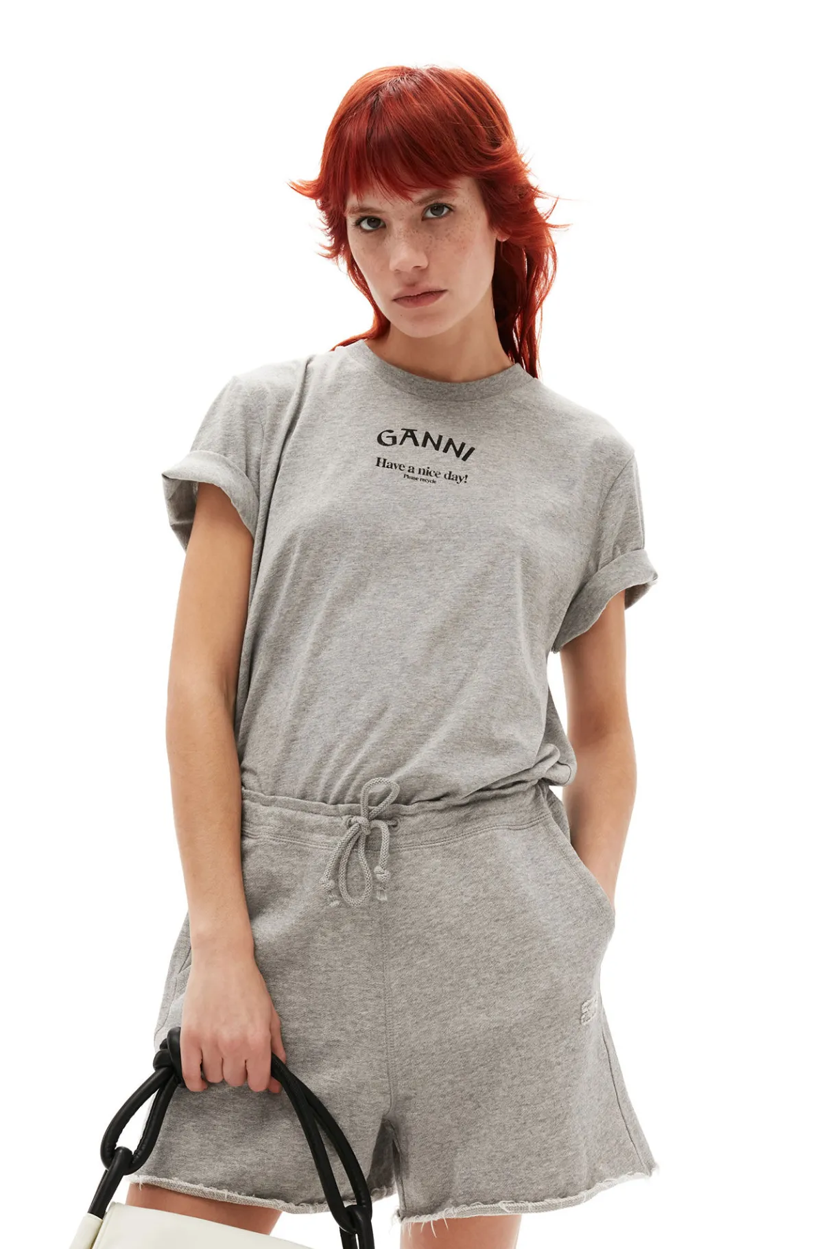 Best GANNI Grey Relaxed O-Neck T-Shirt Paloma Melange