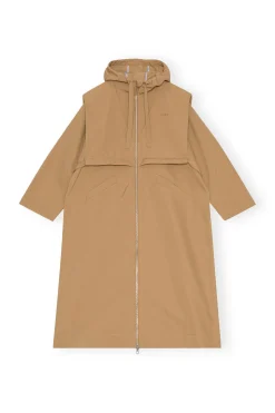 Shop GANNI Heavy Twill Oversized Coat Petrified Oak
