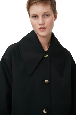 Best Sale GANNI Heavy Twill Oversized Midi Jacket Black