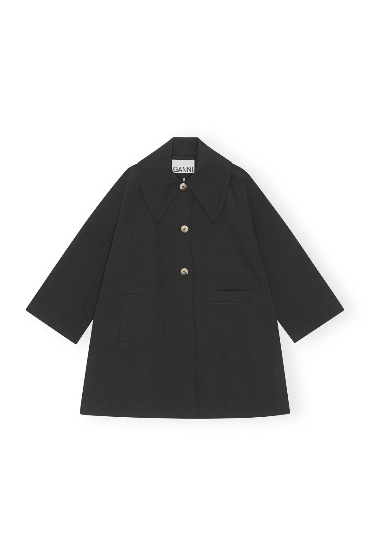 Best Sale GANNI Heavy Twill Oversized Midi Jacket Black