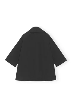 Best Sale GANNI Heavy Twill Oversized Midi Jacket Black