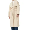 Shop GANNI Heavy Twill Oversized Trench Coat Pale Khaki