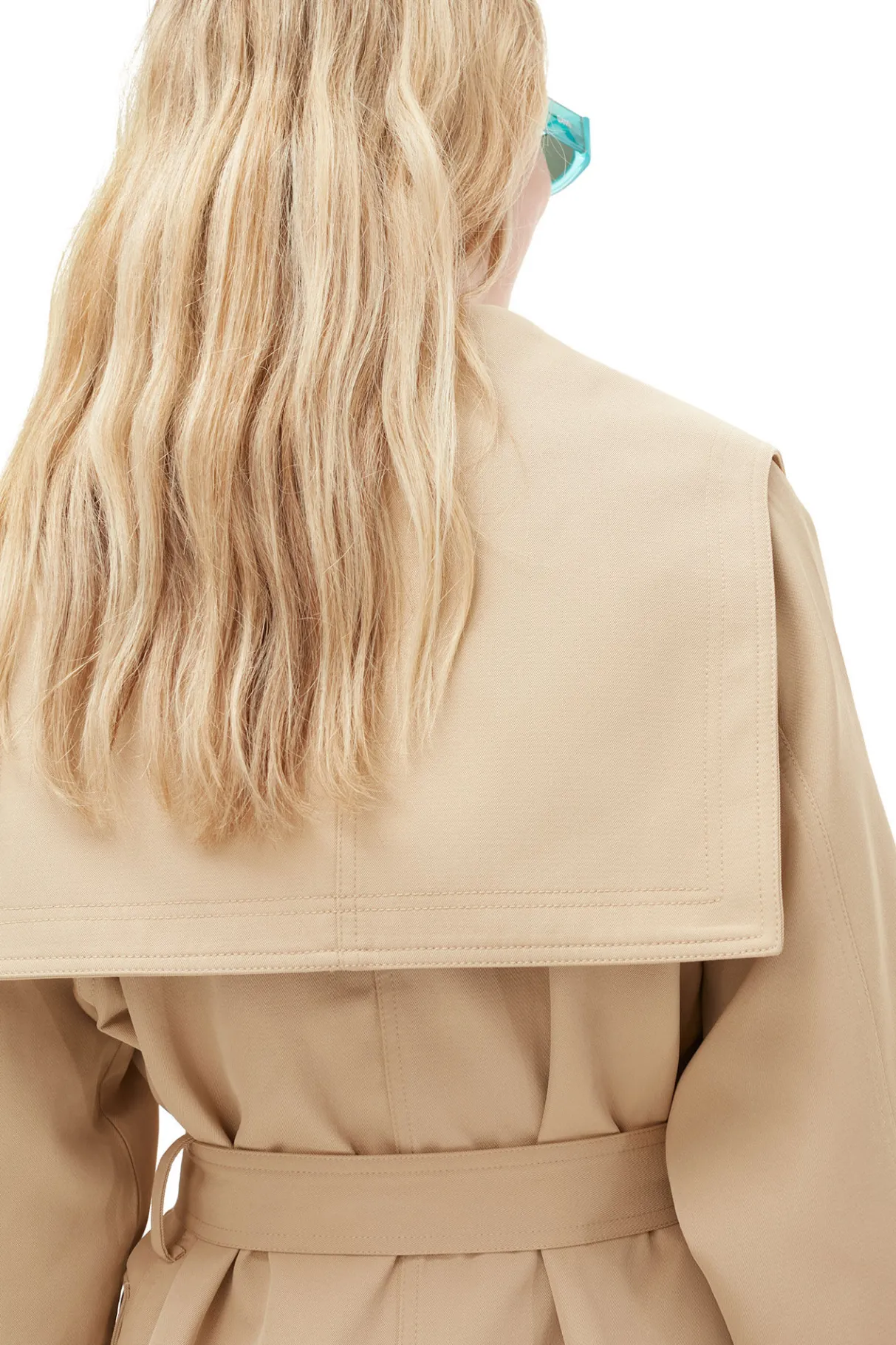 Shop GANNI Heavy Twill Oversized Trench Coat Pale Khaki