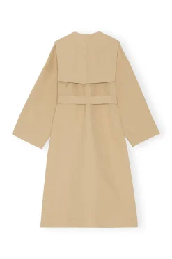 Shop GANNI Heavy Twill Oversized Trench Coat Pale Khaki