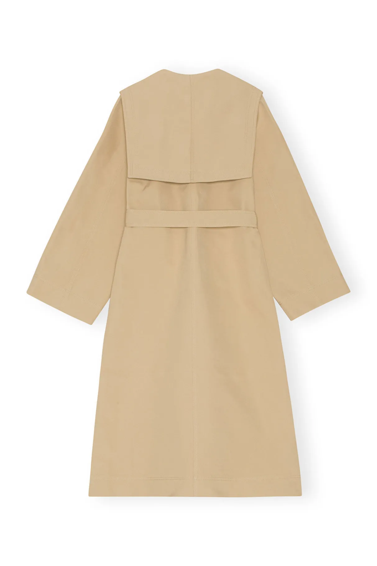 Shop GANNI Heavy Twill Oversized Trench Coat Pale Khaki