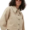 Discount GANNI Heavy Twill Short Jacket Pale Khaki