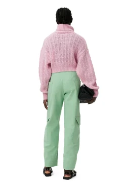 Discount GANNI Highneck Cropped Pullover Lilac Sachet