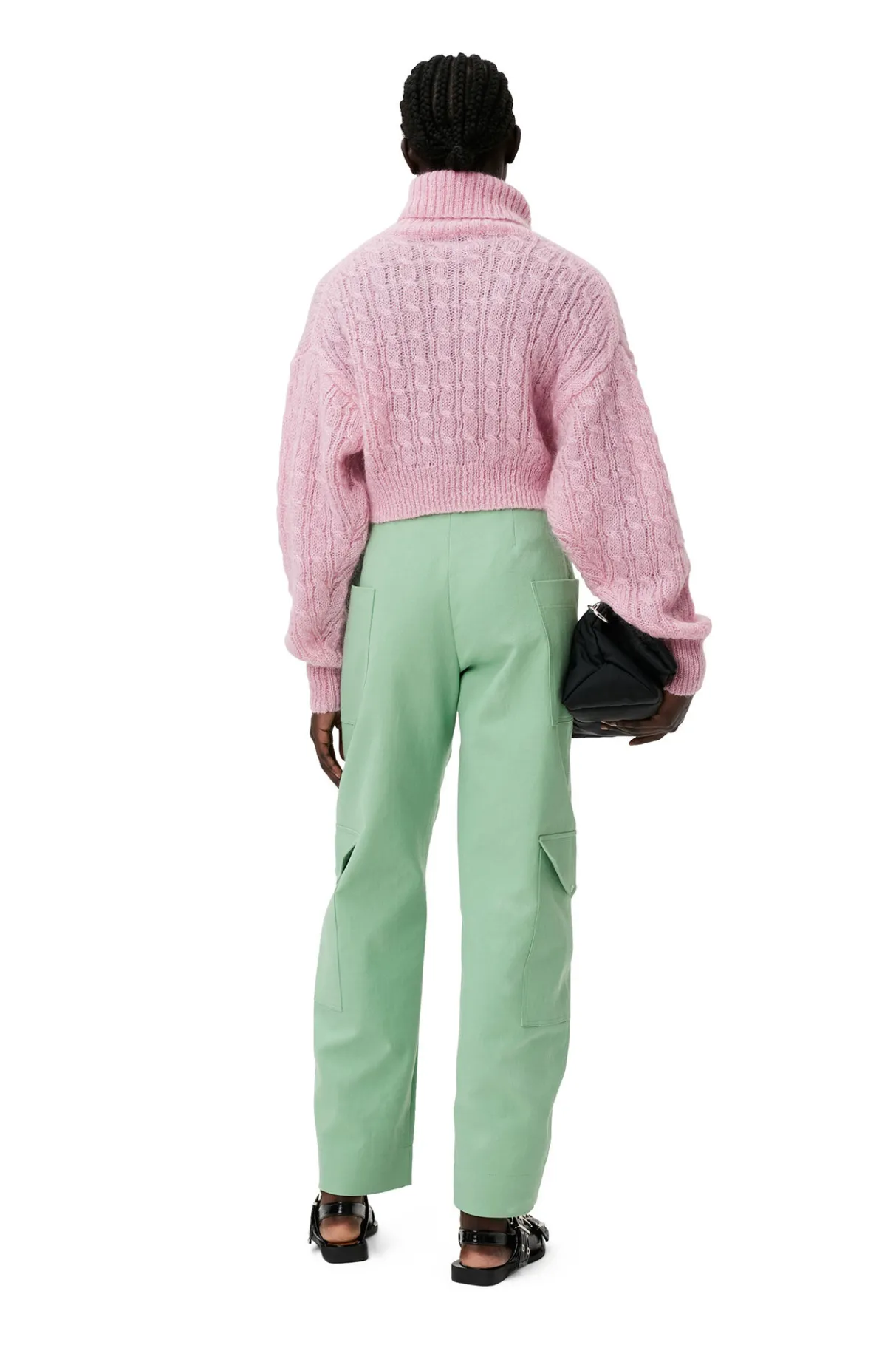 Discount GANNI Highneck Cropped Pullover Lilac Sachet