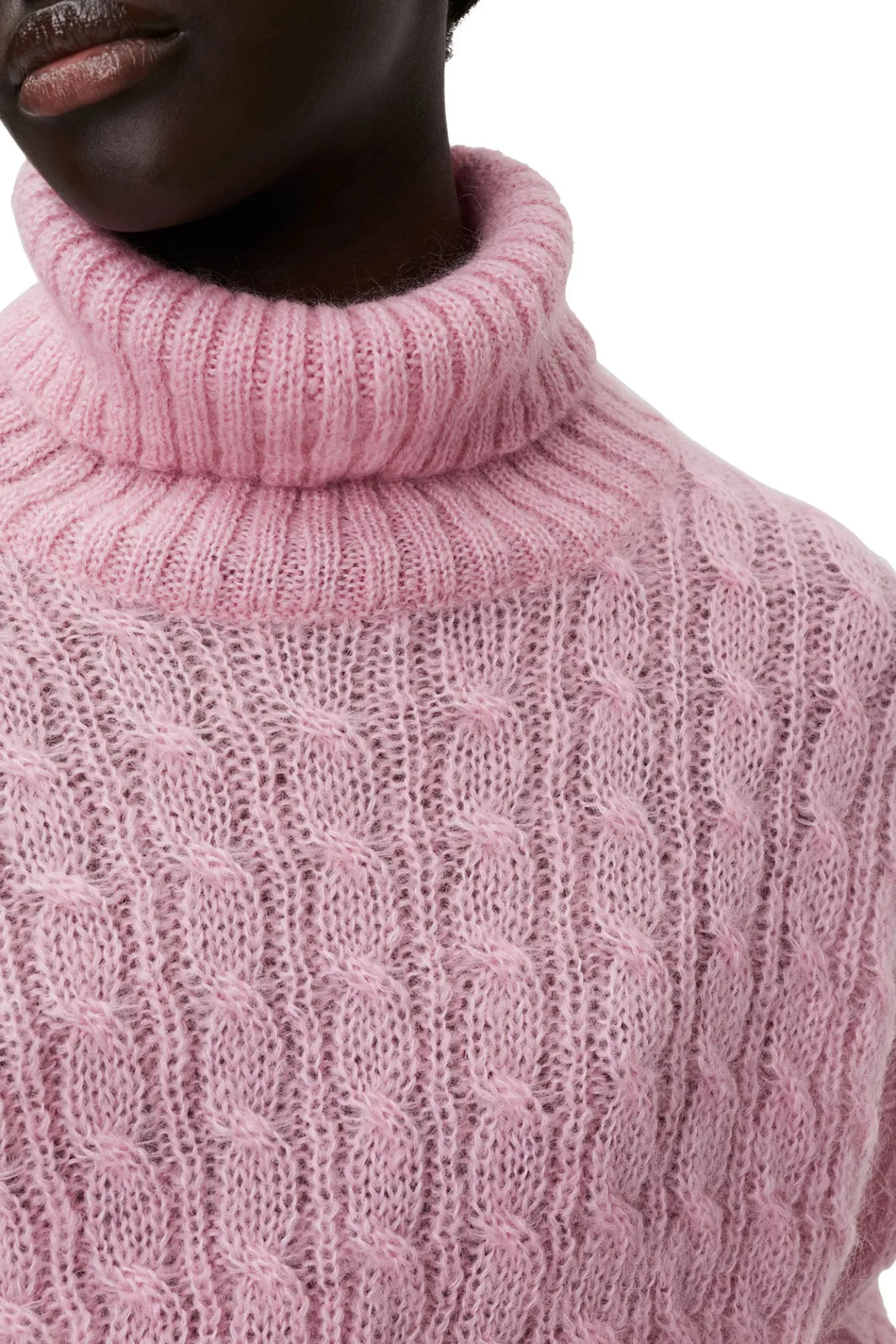 Discount GANNI Highneck Cropped Pullover Lilac Sachet