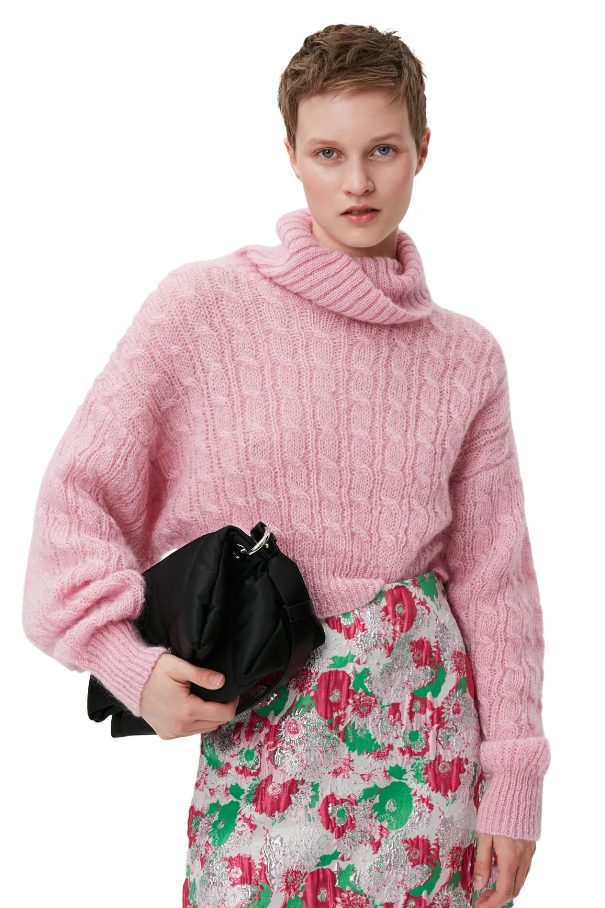 Discount GANNI Highneck Cropped Pullover Lilac Sachet