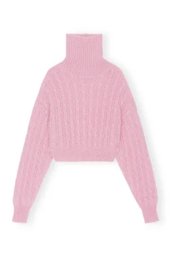Discount GANNI Highneck Cropped Pullover Lilac Sachet