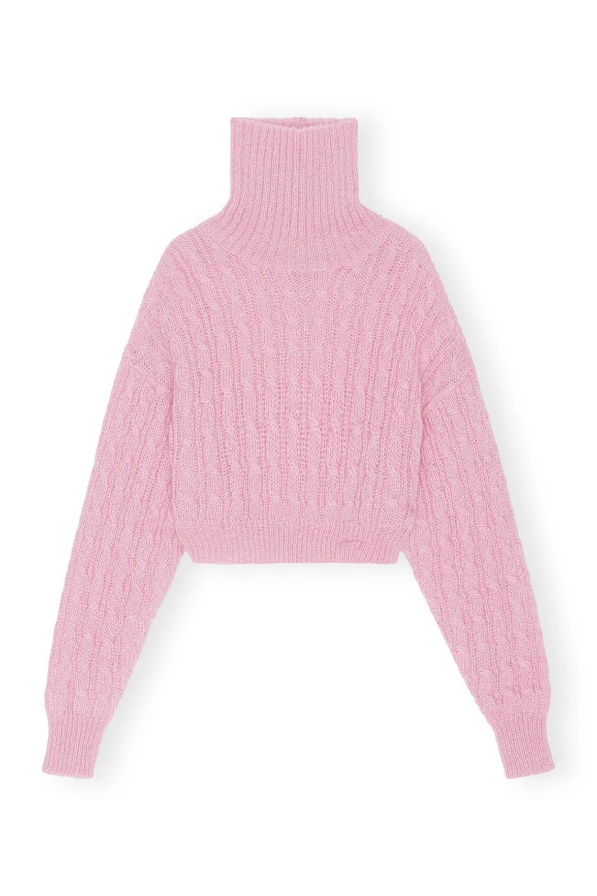 Discount GANNI Highneck Cropped Pullover Lilac Sachet