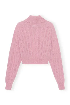 Discount GANNI Highneck Cropped Pullover Lilac Sachet