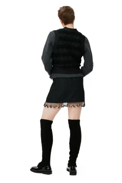 Flash Sale GANNI Jacquard Organza Bead Fringe Mini Skirt Black