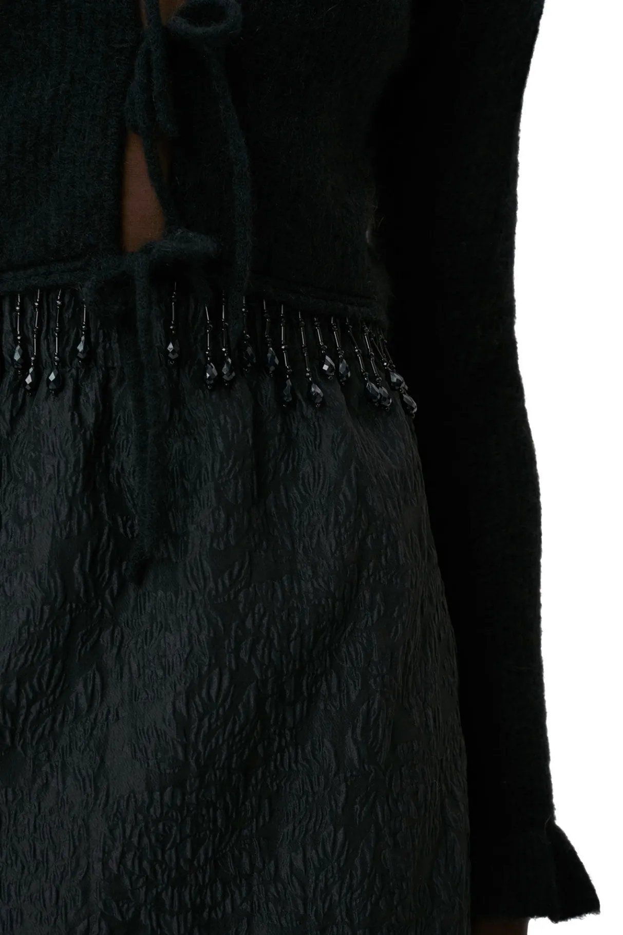 Flash Sale GANNI Jacquard Organza Bead Fringe Mini Skirt Black