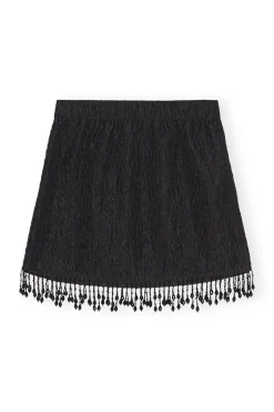 Flash Sale GANNI Jacquard Organza Bead Fringe Mini Skirt Black