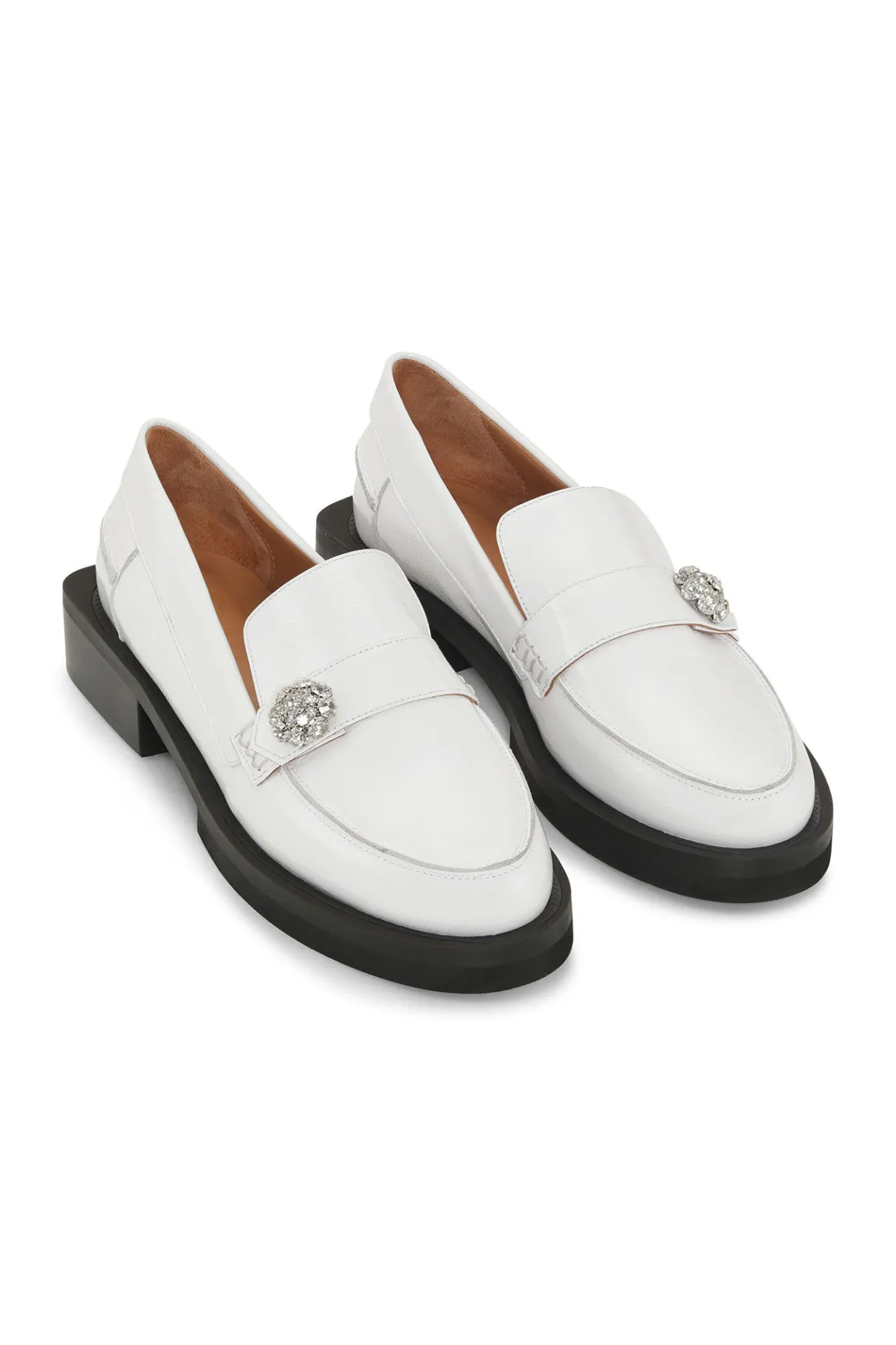 New GANNI Jewel Moccasins Egret