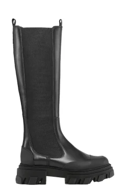 Cheap GANNI Knee-High Chelsea Boots Black