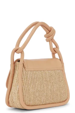 Hot GANNI Knot Flap Over Raffia Bag Tan