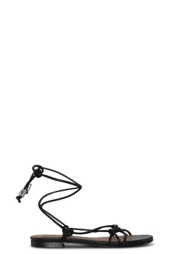 Shop GANNI Knots Flat Sandals Black