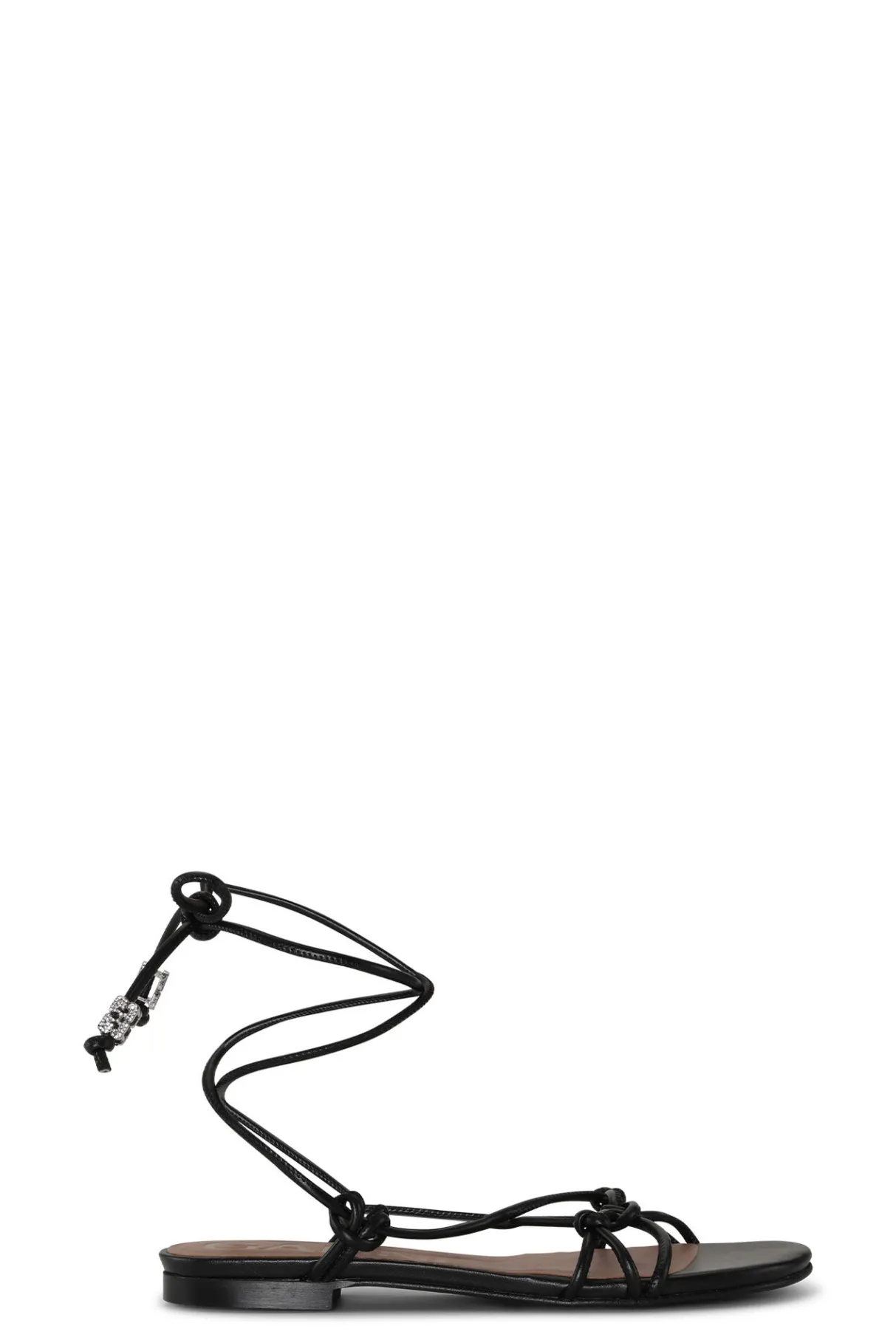 Shop GANNI Knots Flat Sandals Black