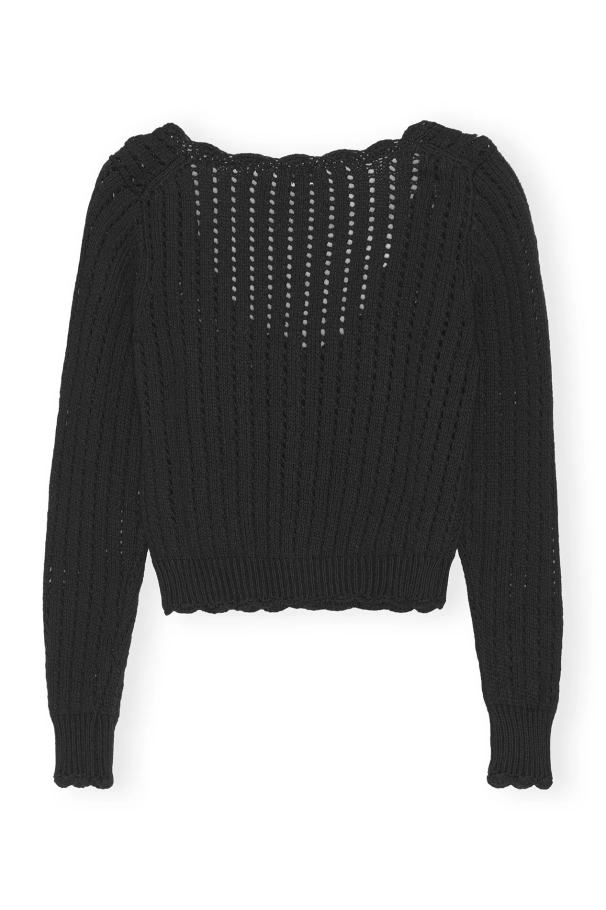 Cheap GANNI Lace Low O-Neck Cardigan Black