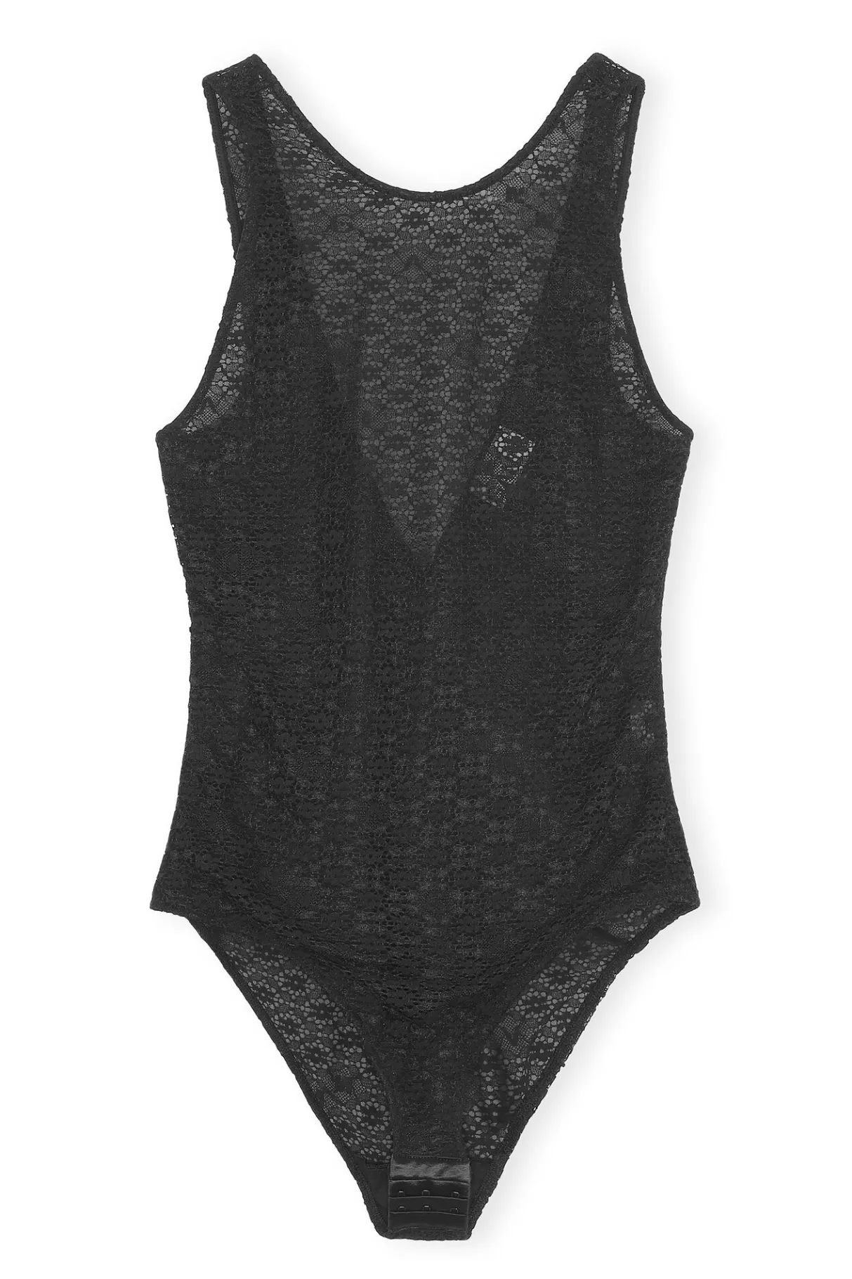 Online GANNI Lace Lowback Bodysuit Black