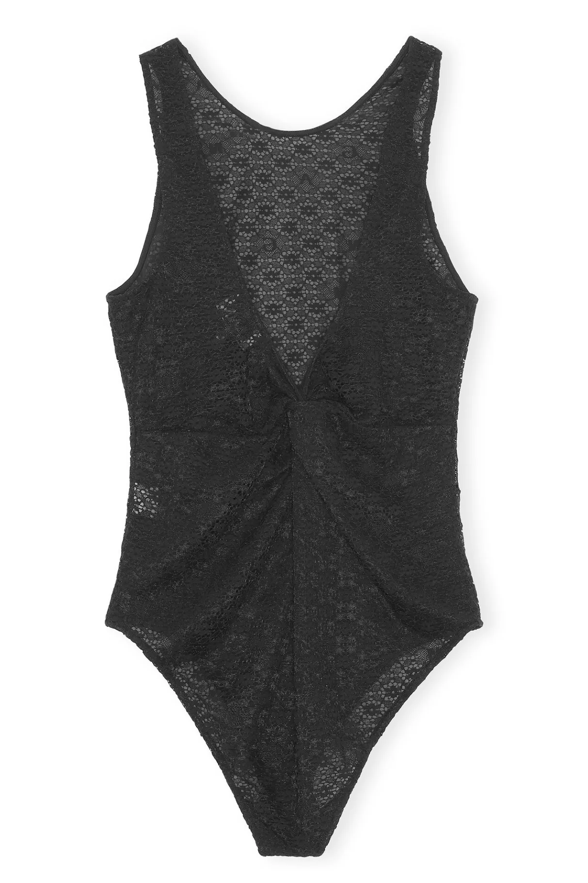 Online GANNI Lace Lowback Bodysuit Black
