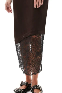 Cheap GANNI Lace Midi Dress Mole