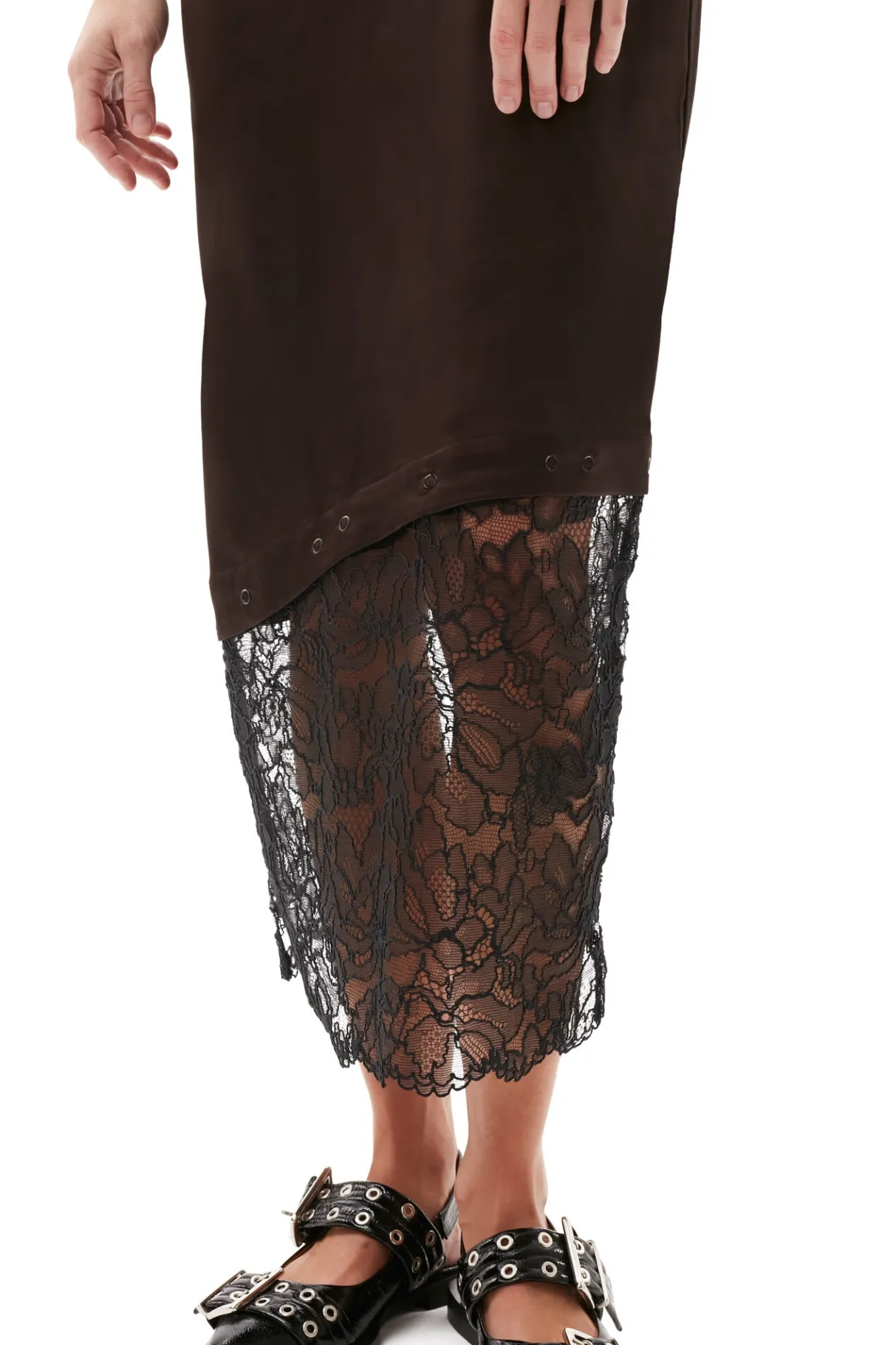 Cheap GANNI Lace Midi Dress Mole