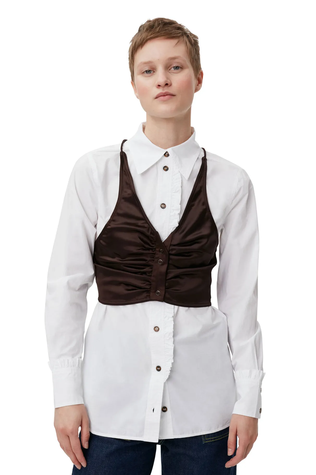 Shop GANNI Lace Mix Top Mole