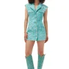 Discount GANNI Lace Printed Denim Mini Dress Canton