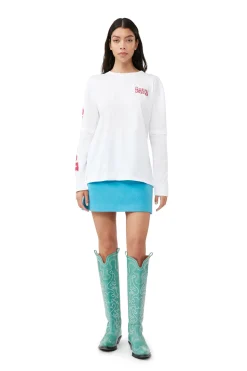 New GANNI Layered Long Sleeve T-Shirt Bright White