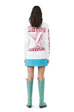 New GANNI Layered Long Sleeve T-Shirt Bright White