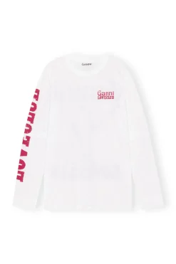 New GANNI Layered Long Sleeve T-Shirt Bright White