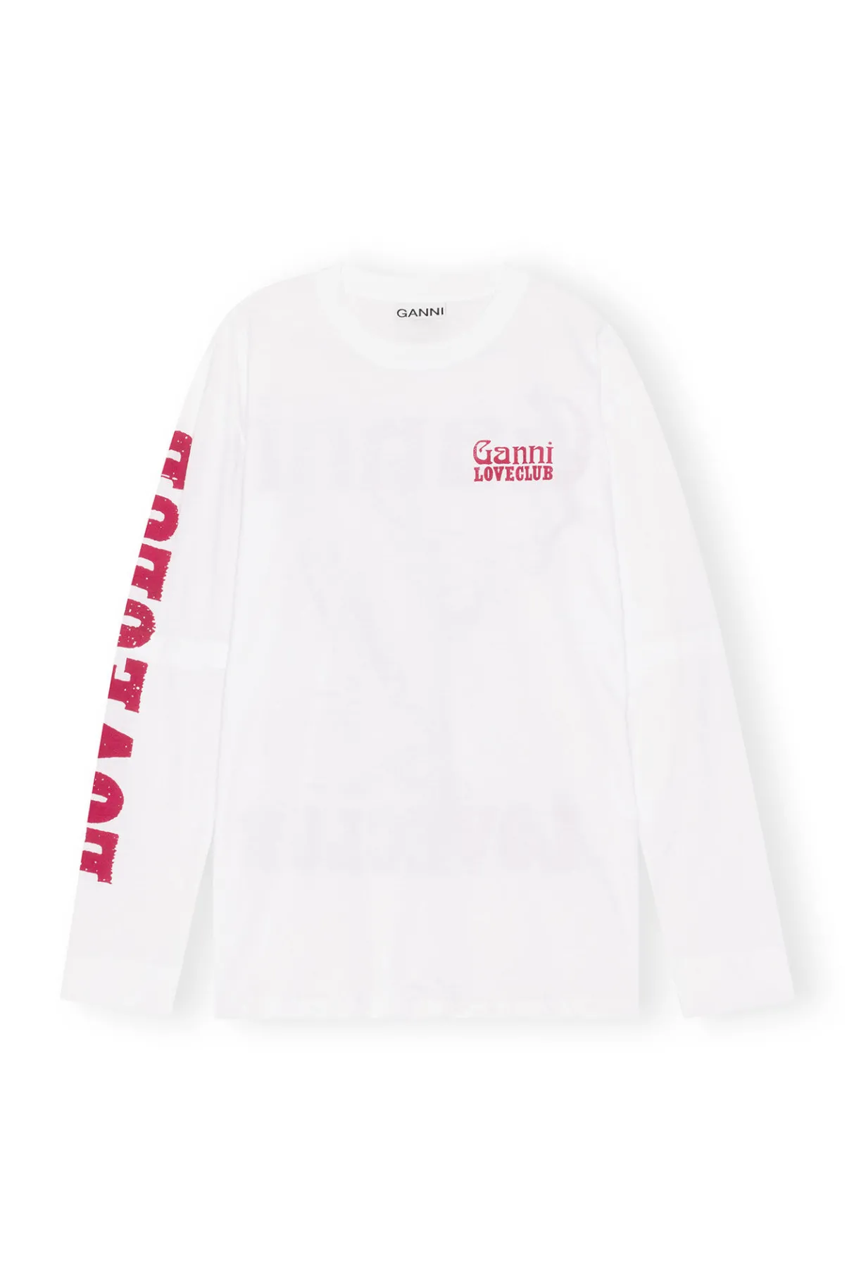 New GANNI Layered Long Sleeve T-Shirt Bright White