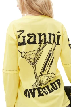 Hot GANNI Layered Long Sleeve T-Shirt Lemon Zest