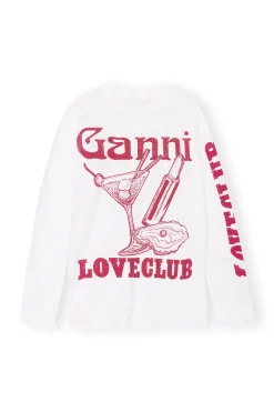 New GANNI Layered Long Sleeve T-Shirt Bright White