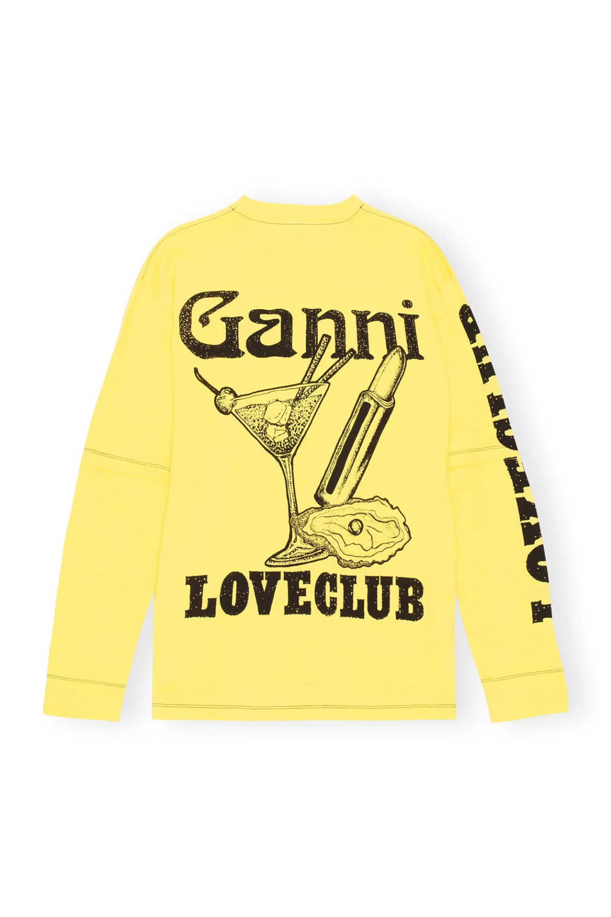 Hot GANNI Layered Long Sleeve T-Shirt Lemon Zest