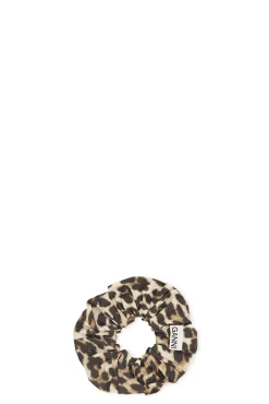 New GANNI Leopard Cotton Scrunchie Big Leopard Almond Milk
