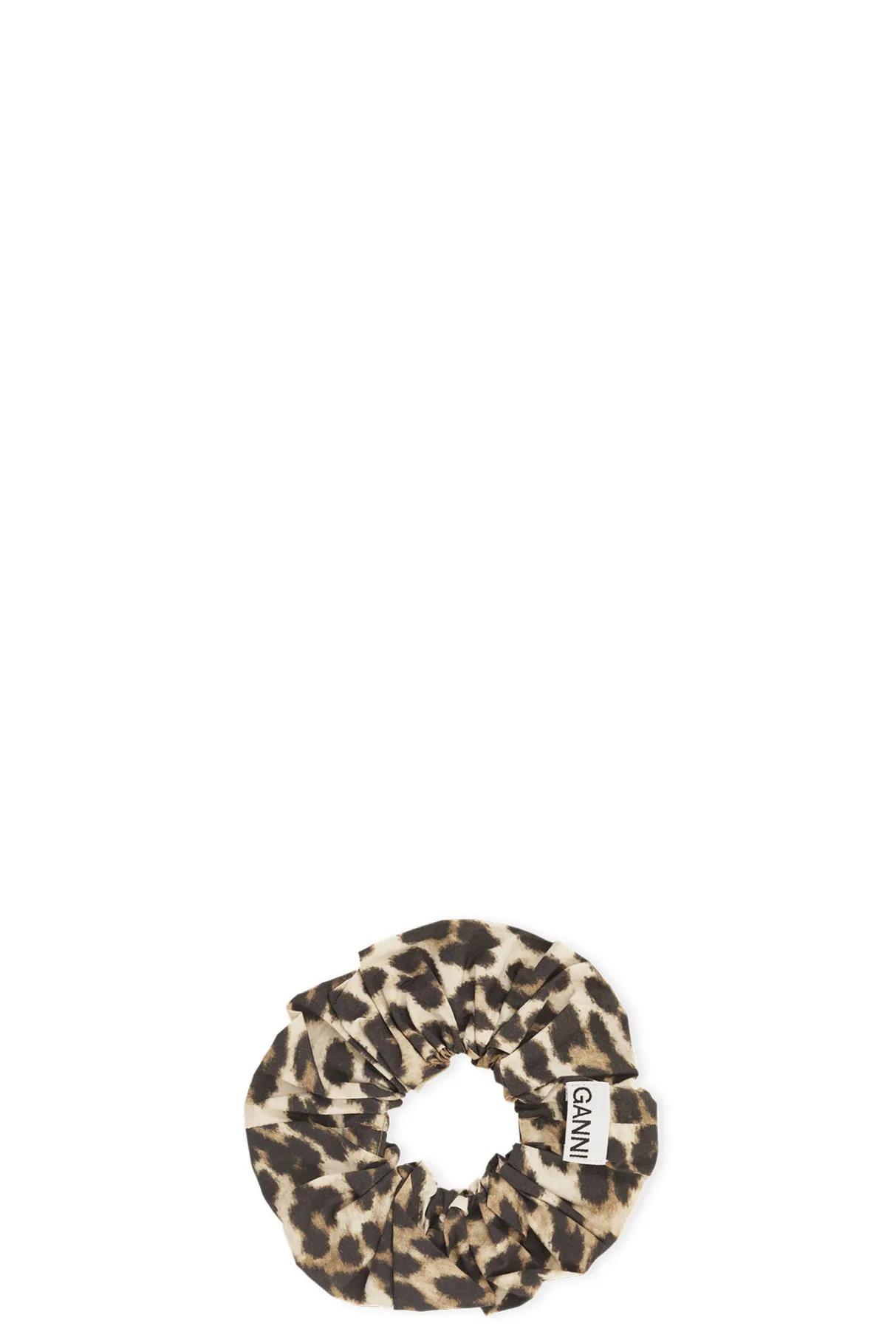 New GANNI Leopard Cotton Scrunchie Big Leopard Almond Milk