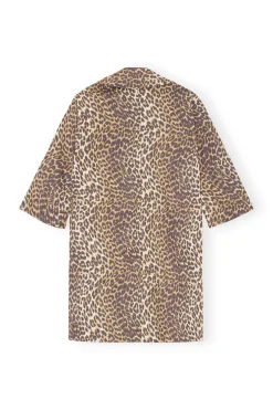 Flash Sale GANNI Leopard Printed Canvas Coat Almond Milk