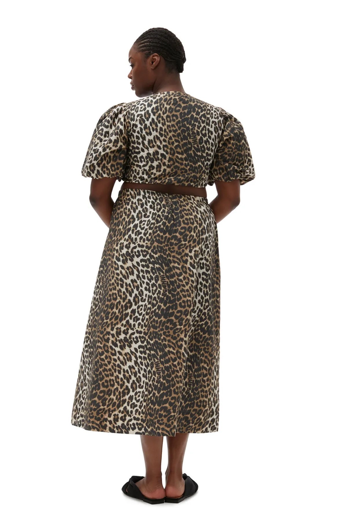 Fashion GANNI Leopard Printed Elasticated Maxi Skirt Big Leopard Almond Milk